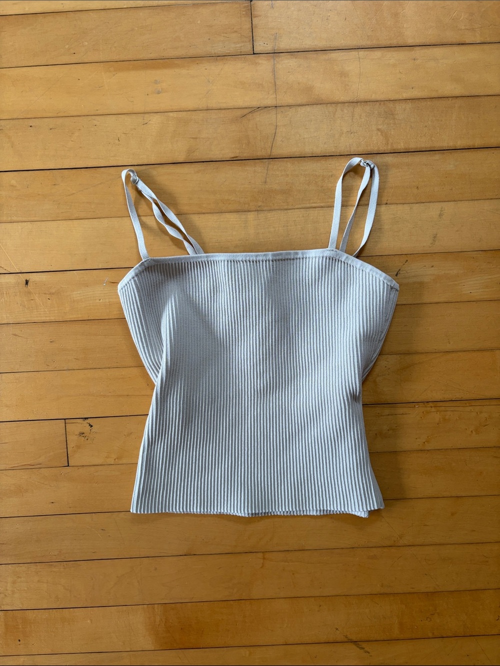 Babaton Light Gray Ribbed Square-Neck Cami